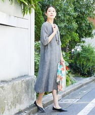 NGEGS40360 GIANNI LO GIUDICE(ジャンニ ロ ジュディチェ) [洗える]リネンヨウリュウワンピース グレー