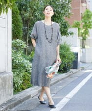 NGEGS40360 GIANNI LO GIUDICE(ジャンニ ロ ジュディチェ) [洗える]リネンヨウリュウワンピース グレー