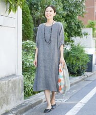 NGEGS40360 GIANNI LO GIUDICE(ジャンニ ロ ジュディチェ) [洗える]リネンヨウリュウワンピース グレー