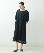 NGEGS40360 GIANNI LO GIUDICE(ジャンニ ロ ジュディチェ) [洗える]リネンヨウリュウワンピース ブラック