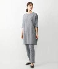 NGEGT30360 GIANNI LO GIUDICE(ジャンニ ロ ジュディチェ) [洗える]千鳥柄コットン麻チュニック ネイビー