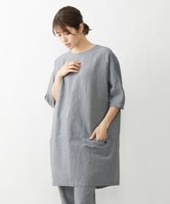 NGEGT30360 GIANNI LO GIUDICE(ジャンニ ロ ジュディチェ) [洗える]千鳥柄コットン麻チュニック ネイビー