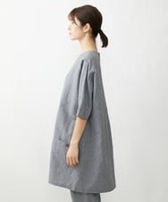 NGEGT30360 GIANNI LO GIUDICE(ジャンニ ロ ジュディチェ) [洗える]千鳥柄コットン麻チュニック ネイビー
