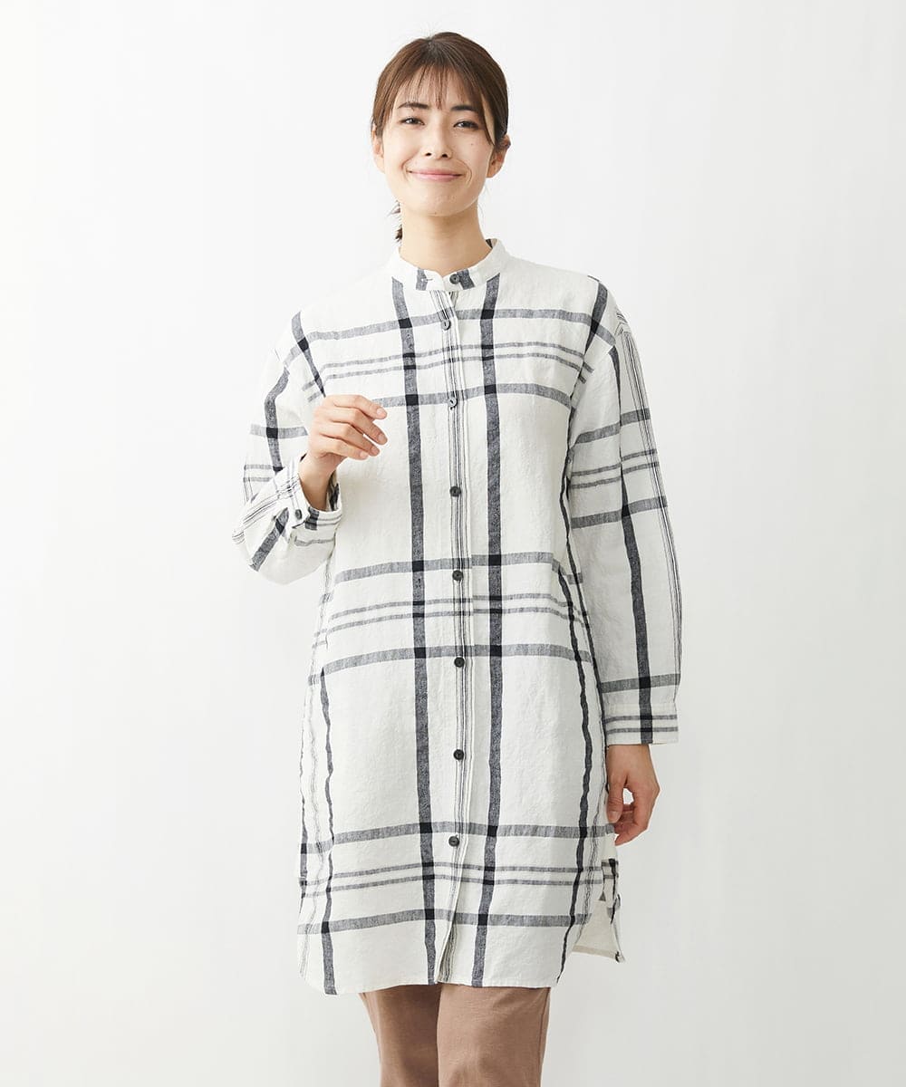 NGEGT31390 GIANNI LO GIUDICE ［洗える］リネンワントンチェックチュニックワンピース