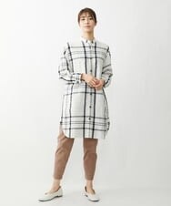 NGEGT31390 GIANNI LO GIUDICE(ジャンニ ロ ジュディチェ) ［洗える］リネンワントンチェックチュニックワンピース ホワイト
