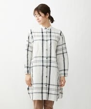 NGEGT31390 GIANNI LO GIUDICE(ジャンニ ロ ジュディチェ) ［洗える］リネンワントンチェックチュニックワンピース ホワイト