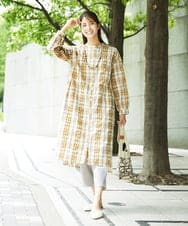 NGEHB32290 GIANNI LO GIUDICE(ジャンニ ロ ジュディチェ) [洗える]先染めブロックチェックチェックワンピースシャツ ベージュ