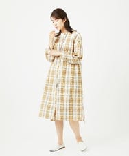 NGEHB32290 GIANNI LO GIUDICE(ジャンニ ロ ジュディチェ) [洗える]先染めブロックチェックチェックワンピースシャツ ベージュ