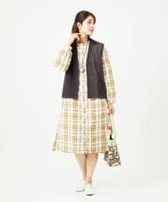 NGEHB32290 GIANNI LO GIUDICE(ジャンニ ロ ジュディチェ) [洗える]先染めブロックチェックチェックワンピースシャツ ベージュ