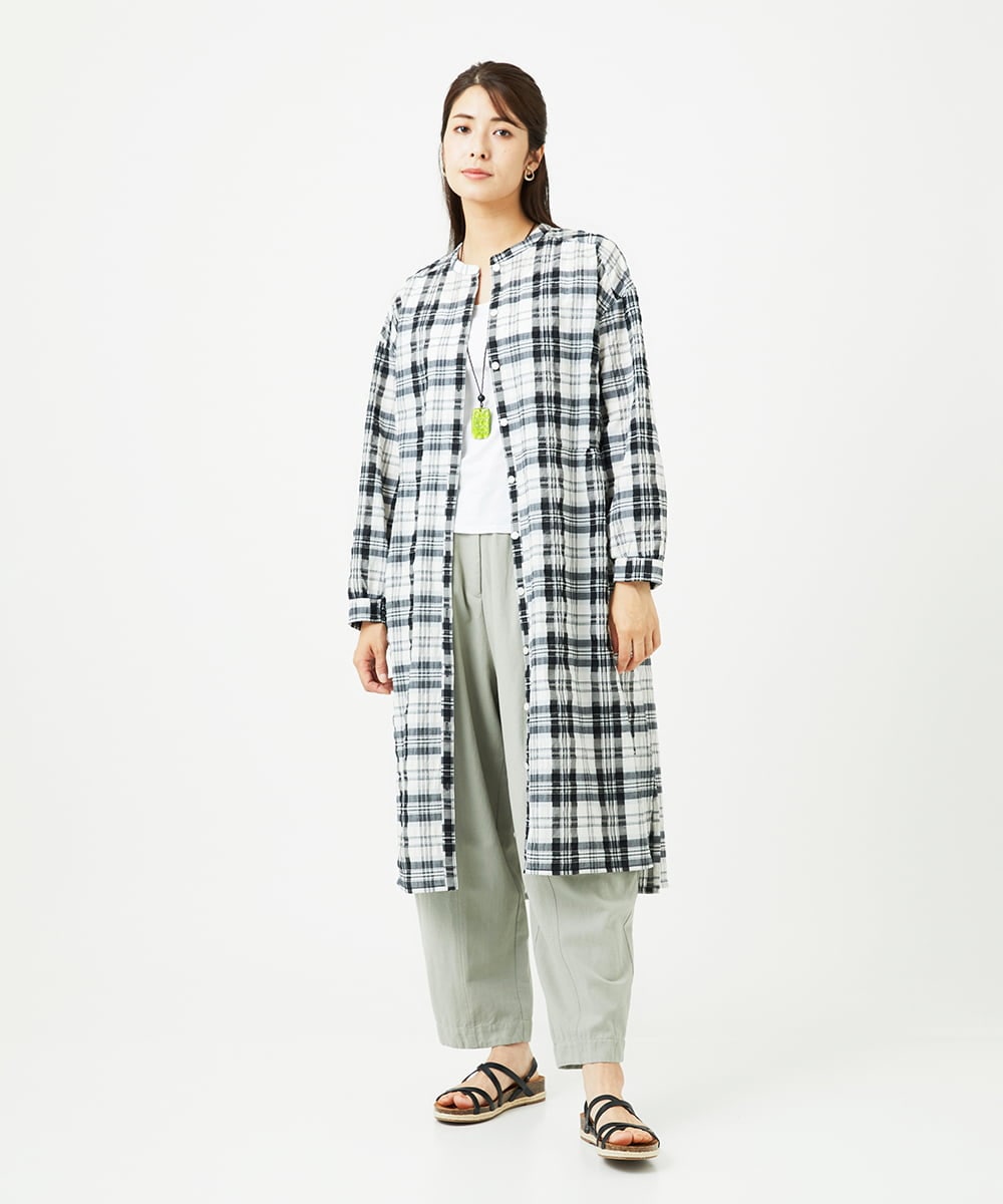 NGEHB32290 GIANNI LO GIUDICE(ジャンニ ロ ジュディチェ) [洗える]先染めブロックチェックチェックワンピースシャツ ブラック