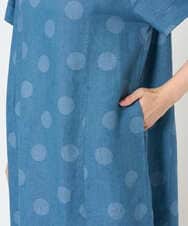 NGEHD06430 GIANNI LO GIUDICE(ジャンニ ロ ジュディチェ) [洗える]リネンドットワンピース ブルー