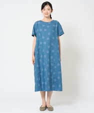 NGEHD06430 GIANNI LO GIUDICE(ジャンニ ロ ジュディチェ) [洗える]リネンドットワンピース ブルー