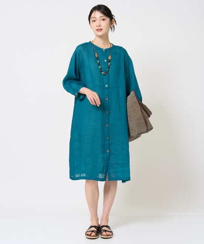NGEHE60330 GIANNI LO GIUDICE [洗える]麻シャンブレープリントワンピース