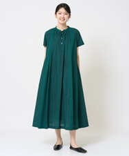 NGEHE61290 GIANNI LO GIUDICE(ジャンニ ロ ジュディチェ) [洗える]コットンストライプギンガムワンピース グリーン