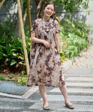 NGEHE62390 GIANNI LO GIUDICE(ジャンニ ロ ジュディチェ) 【洗える】リネンフラワープリントワンピース ベージュ