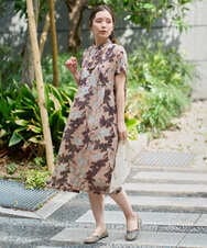 NGEHE62390 GIANNI LO GIUDICE(ジャンニ ロ ジュディチェ) 【洗える】リネンフラワープリントワンピース ベージュ