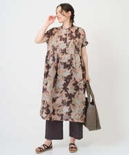 NGEHE62390 GIANNI LO GIUDICE(ジャンニ ロ ジュディチェ) 【洗える】リネンフラワープリントワンピース ベージュ