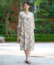 NGEHF63390 GIANNI LO GIUDICE(ジャンニ ロ ジュディチェ) [洗える]淡彩フラワープリントワンピース ベージュ