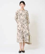 NGEHF63390 GIANNI LO GIUDICE(ジャンニ ロ ジュディチェ) [洗える]淡彩フラワープリントワンピース ベージュ