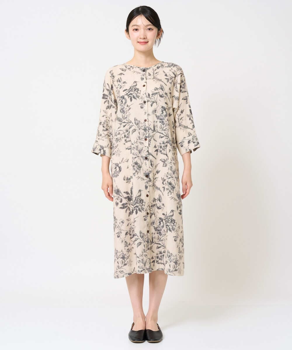 NGEHF63390 GIANNI LO GIUDICE(ジャンニ ロ ジュディチェ) [洗える]淡彩フラワープリントワンピース ベージュ