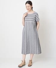 NGEHT11250 GIANNI LO GIUDICE(ジャンニ ロ ジュディチェ) [洗える]ピッチボーダーワンピース ネイビー