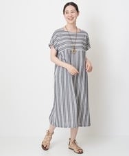 NGEHT11250 GIANNI LO GIUDICE(ジャンニ ロ ジュディチェ) [洗える]ピッチボーダーワンピース ネイビー