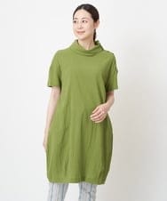 NGEHT12250 GIANNI LO GIUDICE(ジャンニ ロ ジュディチェ) [洗える・日本製]高島ちぢみワンピース グリーン