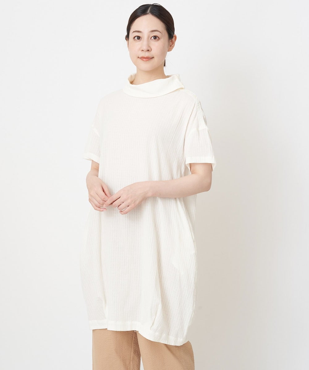 NGEHT12250 GIANNI LO GIUDICE(ジャンニ ロ ジュディチェ) [洗える・日本製]高島ちぢみワンピース アイボリー