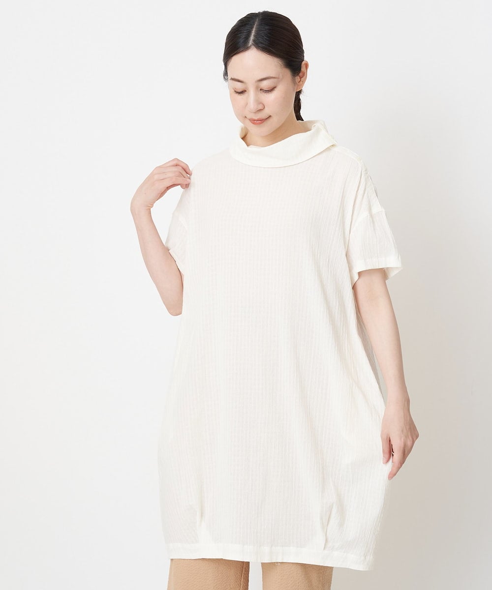 NGEHT12250 GIANNI LO GIUDICE(ジャンニ ロ ジュディチェ) [洗える・日本製]高島ちぢみワンピース アイボリー