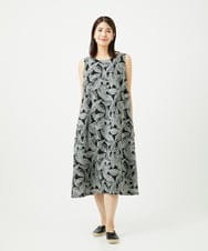 NGEJB02490 GIANNI LO GIUDICE(ジャンニ ロ ジュディチェ) [洗える]ミラクルウェーブリーフプリントワンピース ブラック