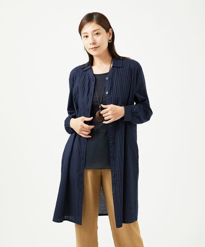 NGEJB10390 GIANNI LO GIUDICE [洗える]コットンローンピンタックロングブラウス