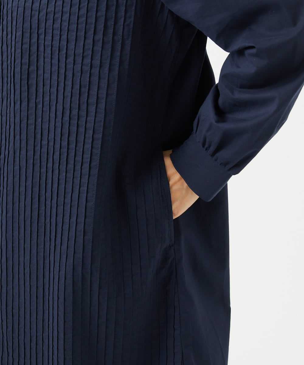 NGEJB10390 GIANNI LO GIUDICE(ジャンニ ロ ジュディチェ) [洗える]コットンローンピンタックロングブラウス ネイビー