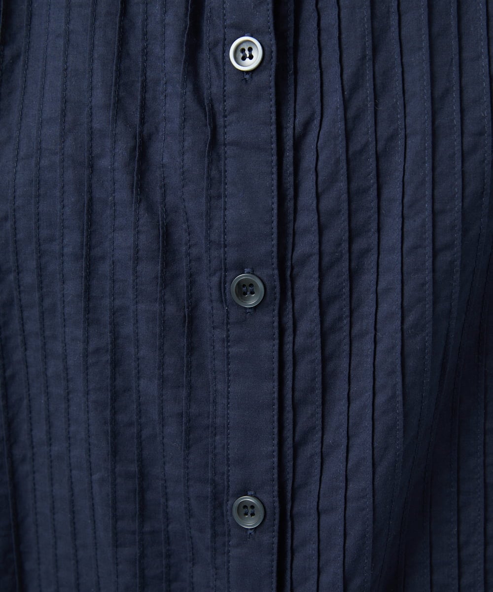 NGEJB10390 GIANNI LO GIUDICE(ジャンニ ロ ジュディチェ) [洗える]コットンローンピンタックロングブラウス ネイビー
