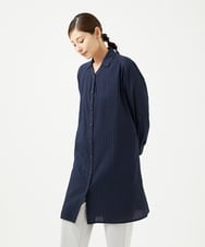 NGEJB10390 GIANNI LO GIUDICE(ジャンニ ロ ジュディチェ) [洗える]コットンローンピンタックロングブラウス ネイビー