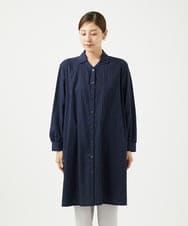 NGEJB10390 GIANNI LO GIUDICE(ジャンニ ロ ジュディチェ) [洗える]コットンローンピンタックロングブラウス ネイビー