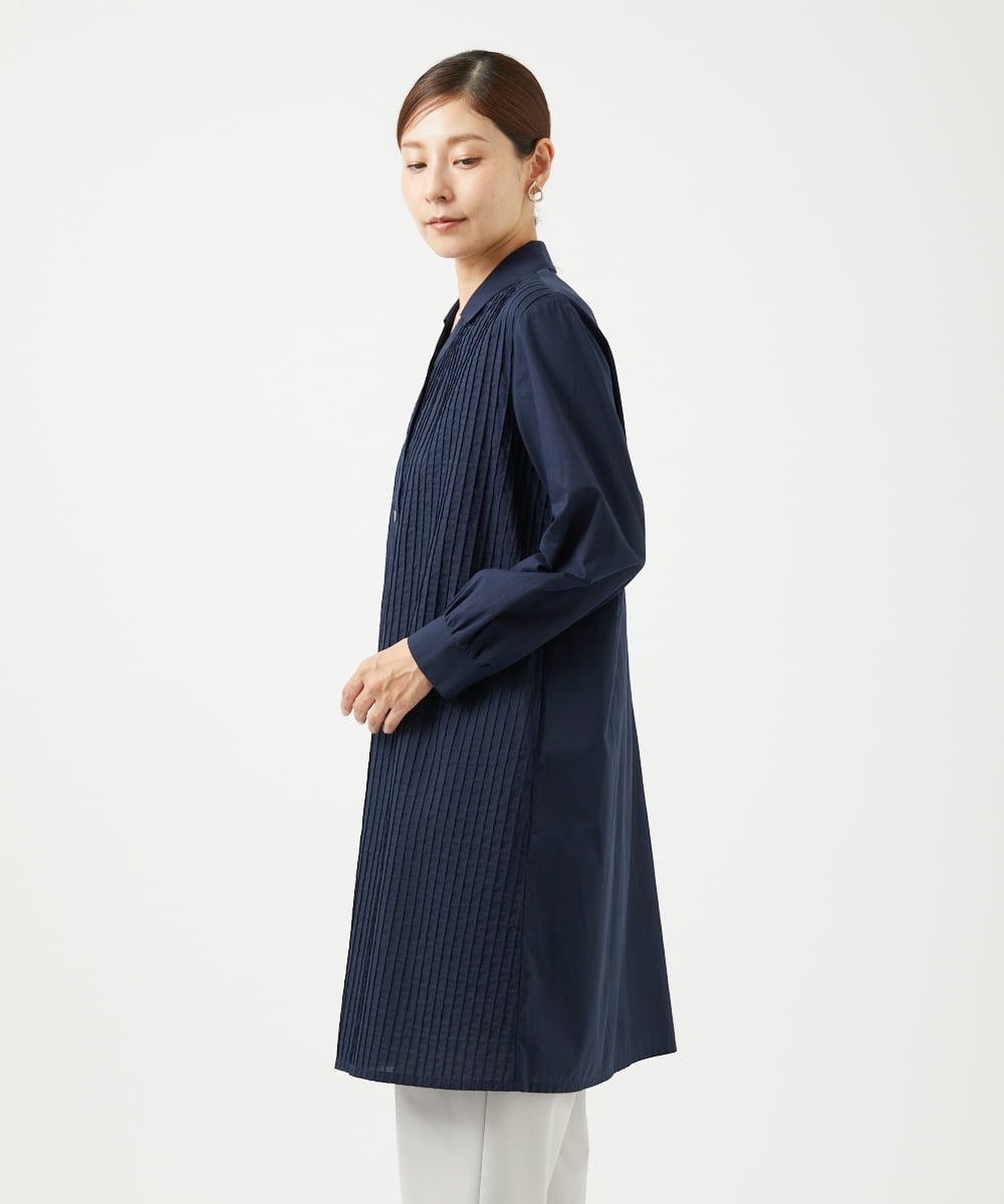 NGEJB10390 GIANNI LO GIUDICE(ジャンニ ロ ジュディチェ) [洗える]コットンローンピンタックロングブラウス ネイビー