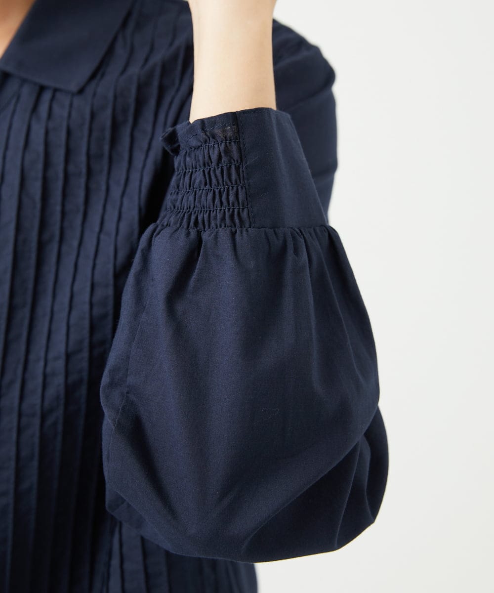 NGEJB10390 GIANNI LO GIUDICE(ジャンニ ロ ジュディチェ) [洗える]コットンローンピンタックロングブラウス ネイビー