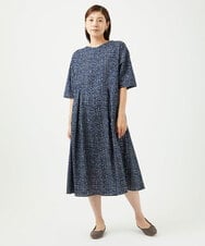 NGEJB11390 GIANNI LO GIUDICE(ジャンニ ロ ジュディチェ) [洗える・日本製]ミラクルウェーブブロックプリントワンピース ネイビー