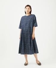 NGEJB11390 GIANNI LO GIUDICE(ジャンニ ロ ジュディチェ) [洗える・日本製]ミラクルウェーブブロックプリントワンピース ネイビー