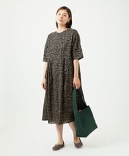 NGEJB11390 GIANNI LO GIUDICE(ジャンニ ロ ジュディチェ) [洗える・日本製]ミラクルウェーブブロックプリントワンピース ブラック