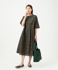 NGEJB11390 GIANNI LO GIUDICE(ジャンニ ロ ジュディチェ) [洗える・日本製]ミラクルウェーブブロックプリントワンピース ブラック