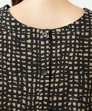 NGEJB11390 GIANNI LO GIUDICE(ジャンニ ロ ジュディチェ) [洗える・日本製]ミラクルウェーブブロックプリントワンピース ブラック