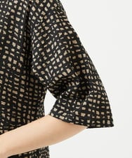 NGEJB11390 GIANNI LO GIUDICE(ジャンニ ロ ジュディチェ) [洗える・日本製]ミラクルウェーブブロックプリントワンピース ブラック