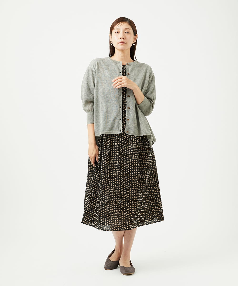 NGEJB11390 GIANNI LO GIUDICE(ジャンニ ロ ジュディチェ) [洗える・日本製]ミラクルウェーブブロックプリントワンピース ブラック