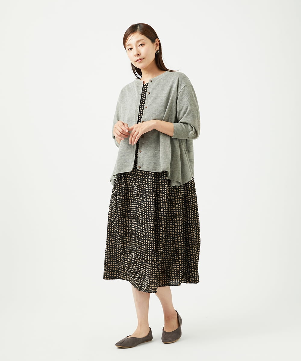 NGEJB11390 GIANNI LO GIUDICE(ジャンニ ロ ジュディチェ) [洗える・日本製]ミラクルウェーブブロックプリントワンピース ブラック