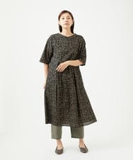 NGEJB11390 GIANNI LO GIUDICE(ジャンニ ロ ジュディチェ) [洗える・日本製]ミラクルウェーブブロックプリントワンピース ブラック