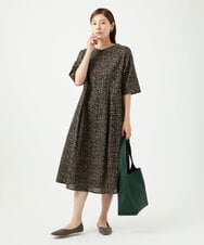 NGEJB11390 GIANNI LO GIUDICE(ジャンニ ロ ジュディチェ) [洗える・日本製]ミラクルウェーブブロックプリントワンピース ブラック