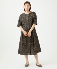 NGEJB11390 GIANNI LO GIUDICE(ジャンニ ロ ジュディチェ) [洗える・日本製]ミラクルウェーブブロックプリントワンピース ブラック