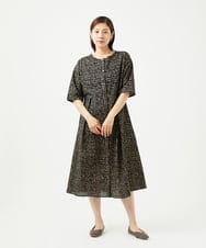 NGEJB11390 GIANNI LO GIUDICE(ジャンニ ロ ジュディチェ) [洗える・日本製]ミラクルウェーブブロックプリントワンピース ブラック