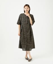 NGEJB11390 GIANNI LO GIUDICE(ジャンニ ロ ジュディチェ) [洗える・日本製]ミラクルウェーブブロックプリントワンピース ブラック